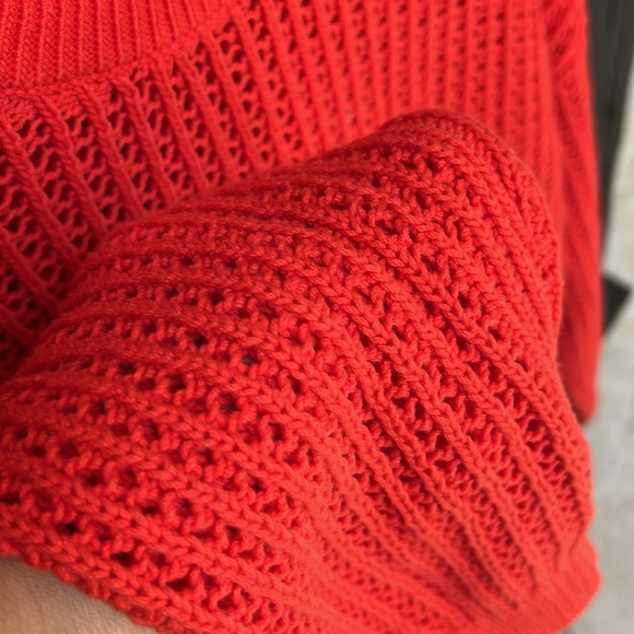 NWOT Crochet Knit Cropped Sweater Red Orange Size Small Petite - Picture 4 of 7